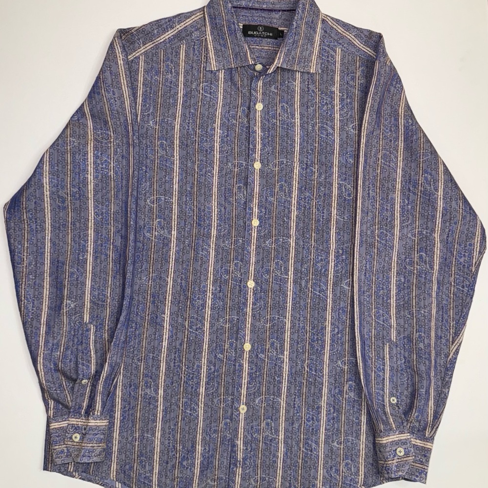 Bugatchi Striped & Paisley Patterned Shirt